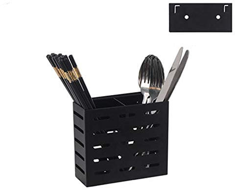 TentHome Küchenregal Wand Küchenutensilien Behälter Edelstahl Besteckhalter Besteckkorb Besteckfass Besteckkasten Ohne Bohren Küchenhelfer Organizer Lagerregal Besteckhalter Schwarz