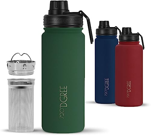 720°DGREE Edelstahl Trinkflasche 530ml “noLimit” - Hält 12h Heiß, 24h Kalt | Mit Teesieb, Fruchteinsatz - Auslaufsicher bei Kohlensäure, BPA-Frei - Thermosflasche für Kinder, Schule, Sport, Outdoor