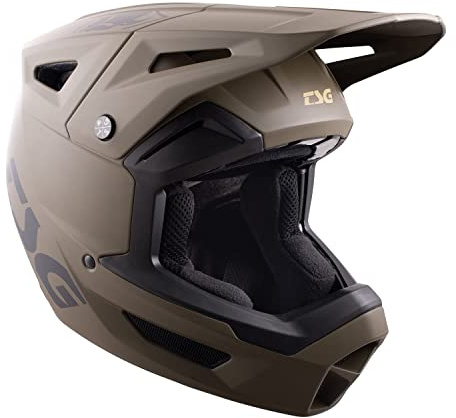 TSG Sentinel Fullface Downhill Mountain Bike Helmet, Black, ABS Outershell, EPS Protection, PC Laminated EPS Chinbar, 12 Vents, Wide Eyeports, Visor, Removable Liners & Cheek Pads, Satin Olive