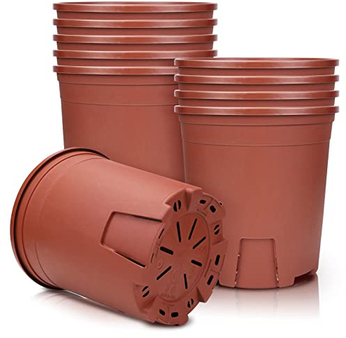 Muzhira Pots de Fleurs, 17.8cm 5pcs Pots de Plantes en Plastique avec Trou de Drainage pour Intérieur, Extérieur, Jardin - Rouge