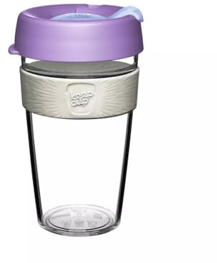 KeepCup Original Clear, Reusable Plastic Coffee Cup | Splashproof Lid, BPA Free, Barista Grade | Large | 16oz / 454ml | Moonshine, Purple