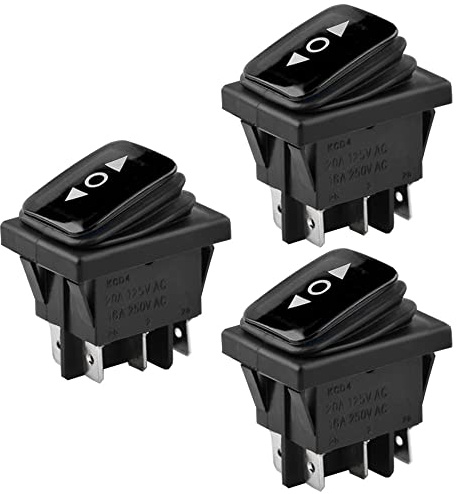 ETOPARS 3 Pièces Interrupteur à Bascule Rond de Voiture Noir 16A/250V 20A/125V Presse Bouton de Commutateur Verrouillage ON OFF ON 6 Broches 3 Positions Étanche Auto