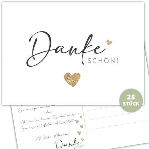 Eummel 25 Premium Dankeskarten auf hochwertigen 300g Cremepapier im Set | Ideal für verschiedene Anlässe | Einfach Dankeschön sagen |