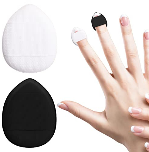 Sibba 2 Pieces Loose Powder-Puffs Makeup Setting Triangle Face Cushion Beauty Sponge Cute Cosmetics Portable Finger Holder Strap Sponge Small Head Storage Foundation Puff Soft Cover Brush