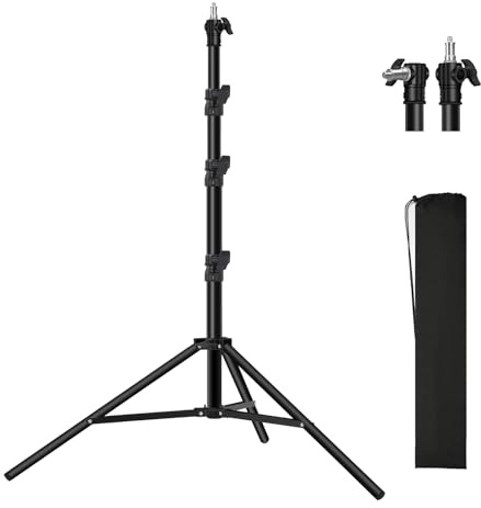 Heavy Duty Light Stand 9.8ft /3m Photography Tripod Light Stand Metal Adjustable Spring Cushioned with Carry Bag 1/4” to 3/8” Universal Screw for Photography LED Video Light, Ring Light, Monolight