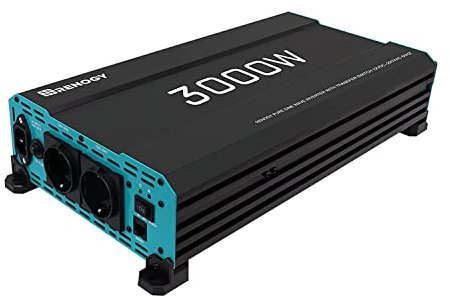 Renogy 3000W/6000W Power Inverter 12v 220v Onda Pura, DC 12V in AC 220V con 2 EU Presa & Telecomando trasformatore per Camper, Camion, Roulotte, Pannelli Solari, Picco 6000W