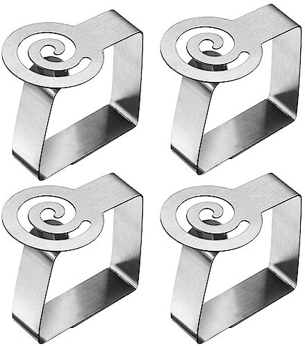Westmark Tischtuchklammern Spiral – Tischdeckenklammer-Set für Drinnen und Draußen, ideal für Gartentische, Tischtuchhalter geeignet für 1 – 3 cm Tischplatten – Edelstahl, 4 Stück