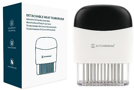 KITCHENDAO Detachable Meat Tenderizer Needle Tool with Safety Lock, Detachable for Easy Cleaning, Dishwasher Safe, 48 Upgraded Stainless Steel Needles, for Tendering Steak Pork Belly Skin Chicken