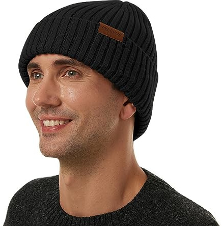 ineepor Cappello Invernale Uomo Donna Lana Merino Beanie Hat Berretto a Maglia Unisex Corto Chapeau Caldo Elegante Morbido Pile Fodera