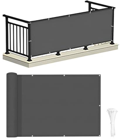 LOVE STORY Balcony Privacy Screen 90x400cm - Waterproof Balcony Railing Cover(PES),Dividing and Protective Screens for Balconies,UV Protection for Apartment Railings,Outdoor Garden,Charcoal