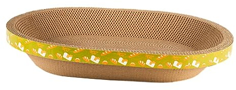 Baoblaze Almohadillas de cartón corrugado para rascar ovaladas para gatos, rascador redondo de cartón para gatos, cama de entrenamiento para gatos, juguete rascador para protección de muebles de
