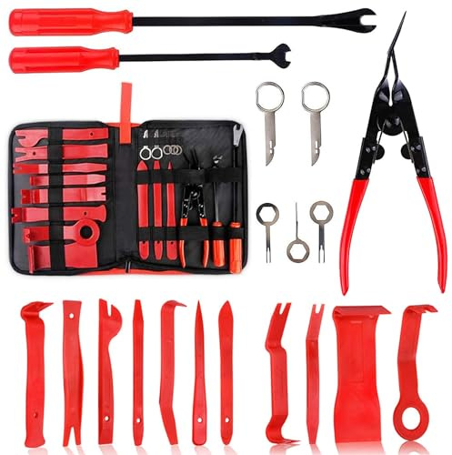 19 Pcs Strumento Rimozione Auto, Strumento Rimozione Pannelli, Auto Kit Utensile Di Smontaggio, Kit Leve Plastica Smontaggio, Per La Rimozione Dell'Assetto, Installatore Audio, Cruscotto Veicolo
