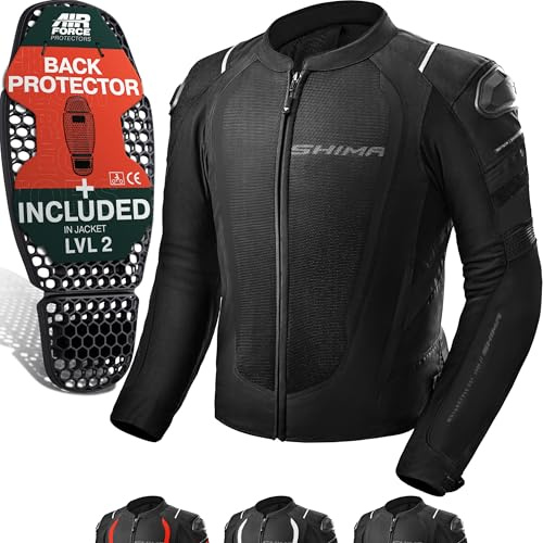 SHIMA MESH PRO 2.0 Motorrad Jacke Herren mit Protektoren AIRFORCE Rückenprotektor Motorradjacke Sommer Schulter Protektor Ellbogen Textiljacke Schutzjacken Protektorenjacke (Männer, Schwarz, M)