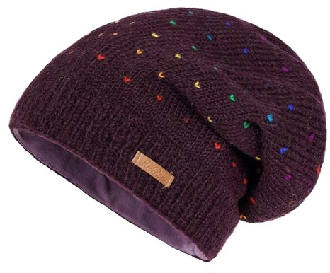 alpengoa McRon Damen Gefütterte Beanie Wollmütze Modell Lizzy Regenbogen