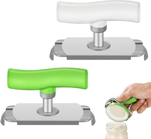 Effortless - Abridor de tarros para artritis para artritis, abrelatas de trabajo, abrebotellas de cristal para artritis, manual verde y blanco, adecuado para abrir botellas y latas (juego de 2)