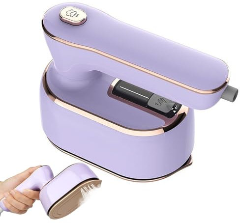 FfiMe Mini Plancha De Vapor, Mini Plancha De Vapor Portátil De Mano, Vaporizador De Ropa De Viaje Plegable De 1000 W, Giratorio De 180 °, Calentamiento Rápido De 20 Segundos Purple