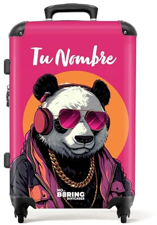 NoBoringSuitcases.com Kinderkoffer, Koffer Personalisiert, Kinder Koffer, Koffer Groß, Koffer Kinder, TSA Schloss, Koffer Gross, Kindertrolley, Trolley Koffer Mittelgroß (Panda - Rosa, 67 cm - 72 L)