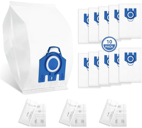 10-PACK Bag for Miele Hoover, 3D Efficiency Hyclean GN Dust Bag for Classic C1, Complete C1/C2/C3, S227, S240, S270, S400, S2, S5, S8 Series Vacuum Cleaner,3 Motor Protection & 3 Exhaust Filters