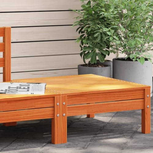 AJJHUUKI Möbelstück-Garten-Fußhocker Wachsbraun Massivholz Kiefer
