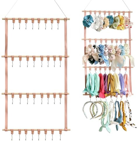 Aublinto Stirnbandhalter Schleifen Organizer Haarspangen Aufbewahrung Haarspangen Aufbewahrung Mädchen Haarspangen Halter Haarnadel Lagerung Stirnband mit 32 Edelstahlhaken für Wand Dekor