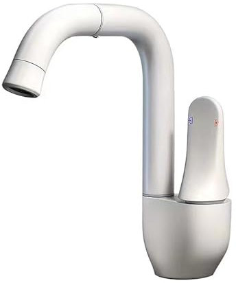 MocArt Drehbarer Warm- und Kaltwasserhahn, Badezimmer-Waschtischarmatur, Hauptkörper aus Kupfer, 360° Freie Drehung, Wassersparendes Blasendesign (Weiß)