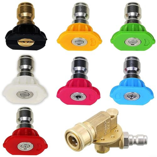 Snowchecking Set di 7 ugelli per idropulitrice ad alta pressione, giunti rotanti a connessione rapida, design robusto, kit di accessori per pulitore ad alta pressione
