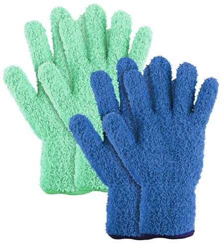 Gjinxi 2Pairs Microfiber Dusting Gloves Washable Cleaning Gloves Reusable for Plant Dusting Wash Mitt Dusting Mitt for House Blinds Car Plants