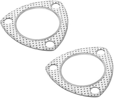 HEROFFIX 2pcs Car Exhaust Pipe Gasket Reinforced High Temperature Flange Gasket 3-Bolts 2.2inch Triangle