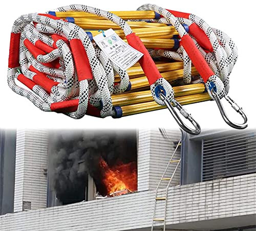 JNHWFDB Window Ladder Fire Escape, 3-30M Emergency Rope Ladder Fireproof Rescue Ladder Escape Ladder for Emergency Escape, Disaster, Evacuation and Wall Repair,98FT/30M