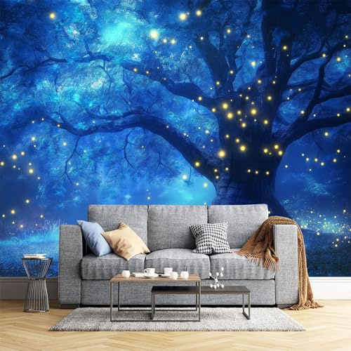 JEDTAKCT Papier Peint Panoramique 3D Forêt De Lucioles 350X256Cm Plantes Fantastiques Nature Tapisserie Papier Peint Pour Chambre Salon Chambre Décoration Murale Papier Peint Mural