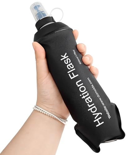 GYGYL Weiche Thermosflasche, 500 ml, TPU, faltbar, weich, für Trinkrucksack, Laufweste, auslaufsicher, faltbare Wasserflasche zum Wandern, Radfahren, Klettern, Joggen, Schwarz