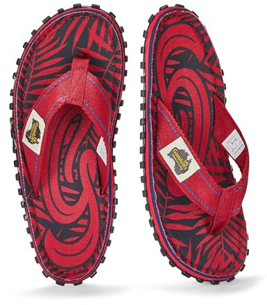 Gumbies Islander Flip-Flops | Unisex Classic Canvas Flip-Flops with Recycled Rubber Outsole & Cotton Footbed | Contoured, Lightweight & Everyday Comfortable | Red G | EU 46