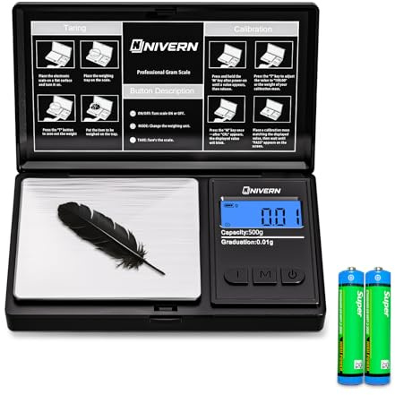 NIVERN Balance de Précision 500g/0.01g, Balance de Poche Numérique pour Bijoux - Écran LCD, Fonction Tare, 9 Unités de Mesure - Portable et Fiable pour les Collectionneurs et Professionnels