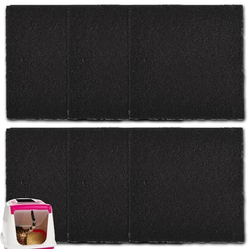 XoeLLe 6 Piezas Filtro Carbon Activo, Alfombrilla Arenero Gato, Neutralizador de Olores Gatos, para arenero de Gatos, Desodorización para Mascotas, Aligerar los Olores en Las Cajas de Arena