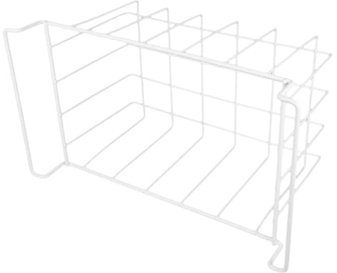 ARTSEWPLY Home Freezer Accessory Basket White Iron Wire Freezer Shelf Basket with Layered Design and Hanging Capability Moistureproof Organised Storage for Kitchen