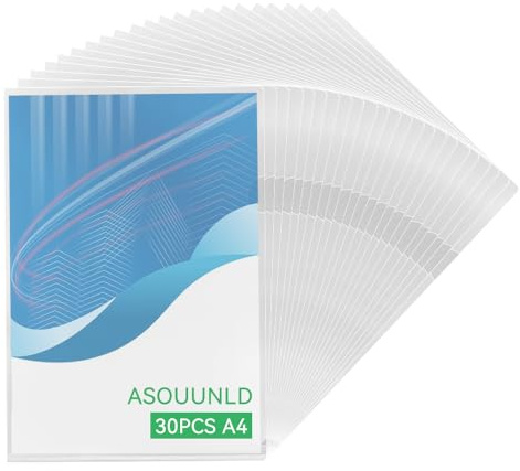 ASOUUNLD 30 Piezas Carpetas Transparentes de Plástico A4 para Documentos, Fundas Transparentes A4 Transparente Carpeta de Archivos Fundas para Carpetas de Documentos para Oficina Escolar
