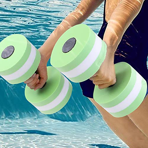 Aumotop Bilanciere con Manubri per Bodybuilding in Acqua, Fitness, Yoga, Galleggiante, in Schiuma EVA Ecologica, per Esercizi Aerobici, Blu/verde/rosa - 1 Paio, Adatto gli Appassionati di Fitness