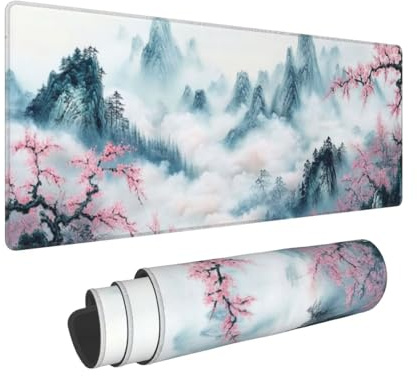 Alfombrilla Ratón XXL Gaming 1400x600x3mm,Grande Alfombrilla Ratón Paisaje Patrón Mouse Pad Gaming,Tapete Rato Japón Impermeable y Antideslizante Base de Goma para Decoracion Escritorio Hogares 0E-540