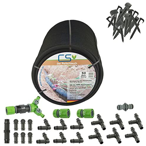 50 m CS Perlschlauch Startup mit Druckminderer für den Einstieg in die Gartenbewässerung mit Perlschlauch
