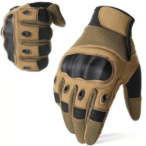 WTACTFUL Brown Motorcycle Gloves, Touch Screen Full Finger Gloves for Cycling ATV Bike Motorbike Hunting Hiking Climbing Camping Riding Driving Work Outdoor Sports, Size X-Large