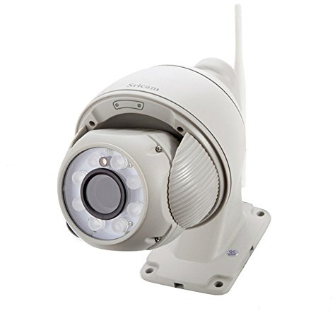 Sricam Netzwerkkamera HD 720p, WiFi, Camcorder Kameras innen, WLAN P2P IR, Nachtsicht, Bewegungserkennung PTZ Mini CCTV-Kamera mit Mikrofon und Lautsprecher für Haus, Kinder, Haustiere, Weiß