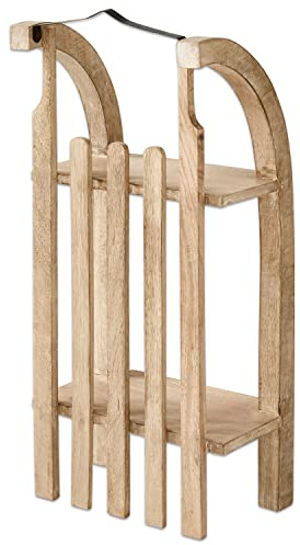 Loberon Regal Renier, Schlittenform, naturbelassenes Finish, Winterdeko, Weihnachtsdekoration, Weihnachten, Mangoholz, braun