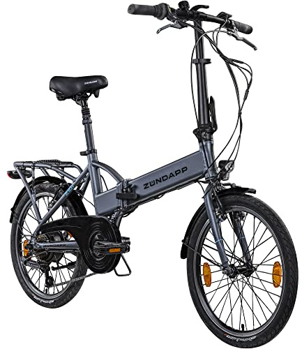 ZÜNDAPP Z101 E Bike 20 Zoll Klapprad für Erwachsene 150-180 cm Elektro Fahrrad 6 Gänge Klappfahrrad Pedelec mit Beleuchtung StVO Faltrad Cityrad faltbar