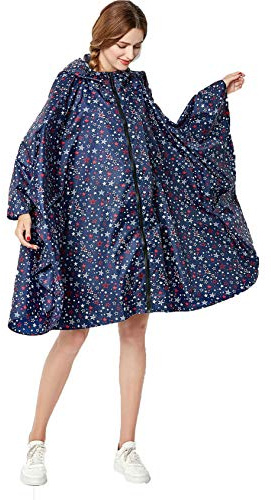 NUUR Veste de Pluie Poncho pour Femme Imperméable Léger Réutilisable Randonnée Manteau de Pluie Veste avec CapucheÉtoile