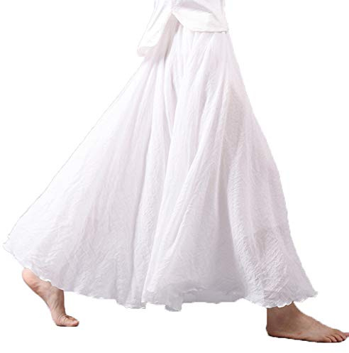 Dam Maxi kjolar Bohemisk chiffong kjol Elastisk Midje Vik Kjol Kvinnor Solid Färg Lång Kjol (Längd 95 cm, 1)