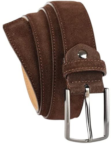 QUAMOD Wildleder Gürtel Damen Herren Hochwertiger Velours Ledergürtel Unisex 3,5 cm (35 mm) breit, Velourleder gürtel mit Geschenk-Box umweltfreundliche und faire Produktion
