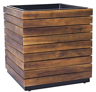 VIVANNO Bac à Fleurs Vase d'angle en Bois d'acacia Brun, 46x43 cm
