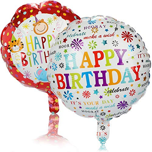 com-four® 2X Folien-Ballon Happy Birthday - Ballons in Zwei Designs - Geburtstasdeko mit bunten Motiven (2 Stück - Ballon/bunt)