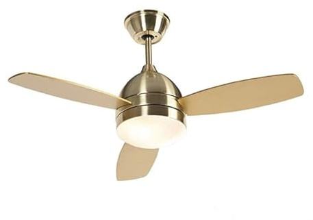 Qazqa Moderno Ventilador de techo con luz y mando a distancia latón - ROTAR Madera/Acero/Plástico Redonda Adecuado para LED Max. 2 x 10 Watt