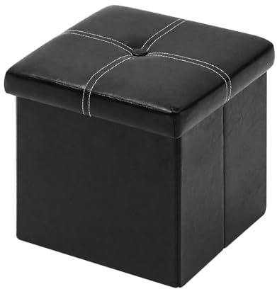 Bonlife Sitzhocker mit Stauraum, Klappbare Hocker Klein, Für Schlafzimmer, Wohnzimmer, Flur, 30x30x30cm, Schwarz